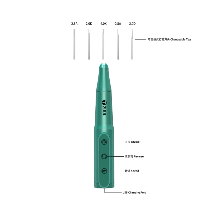 2UUL DA81 RECHARGEABLE ELECTRIC IC POLISHING PEN WITH VARIOUS GRINDING - Image 4