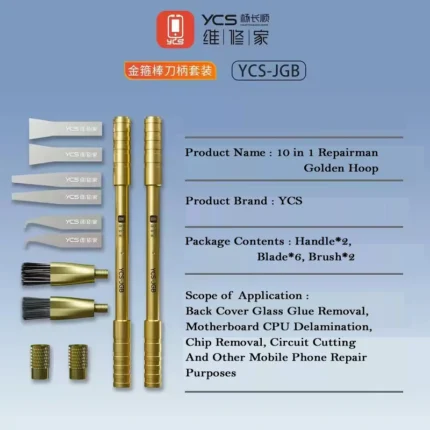 YCS CPU Opner 10in1 Multifunctional IC Glue Remover Blade With Glue Removal Brush - Image 3