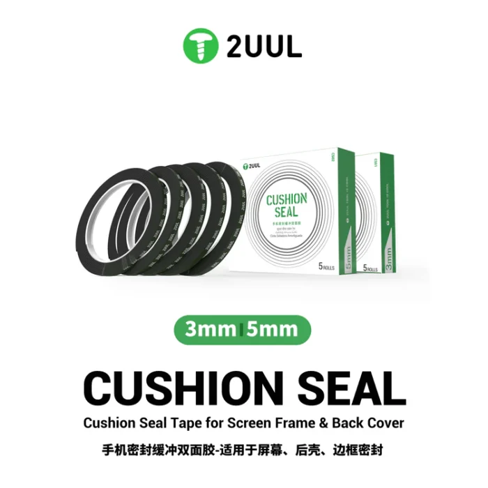 2UUL CS02 CUSHION SEAL TAP FOR SCREEN FRAME AND BACK COVER 5MM 5 ROLLS /PACK - Image 3