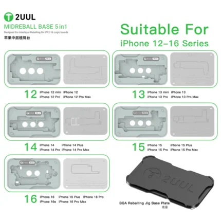 2UUL BH13 MIDREBALL BASE 5 IN 1 FOR IPHONE 12-16PM BOARDS REBALLING - Image 2
